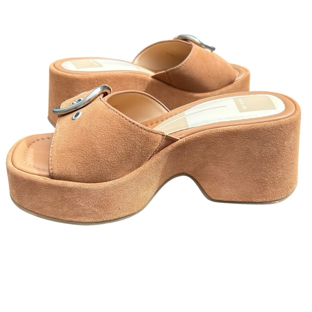 Dolce Vita Gisel Saddle Suede Heels 7 Festival Retro 90' Chunky Platform - Picture 5 of 11